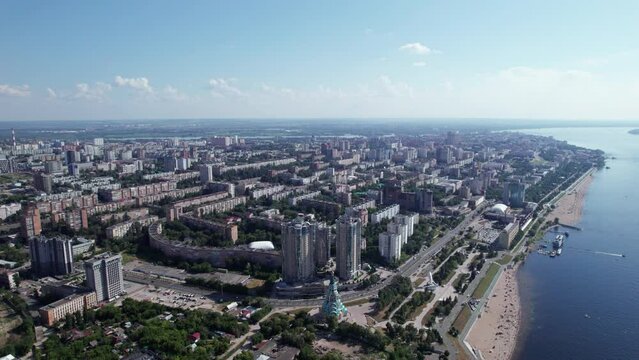 Samara, Russia - July 08 2022: View of the city from above