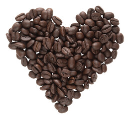 Coffee beans heart shape isolated