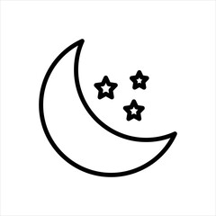 Black line icon for moon