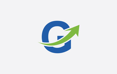 Growth arrow icon and financial circle logo design with the letters and alphabets