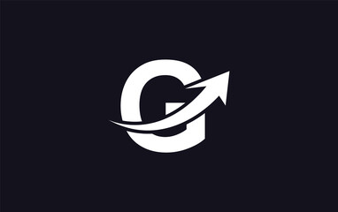 Growth arrow icon and financial circle logo design with the letters and alphabets