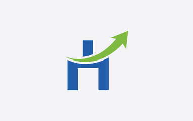 Growth arrow icon and financial circle logo design with the letters and alphabets