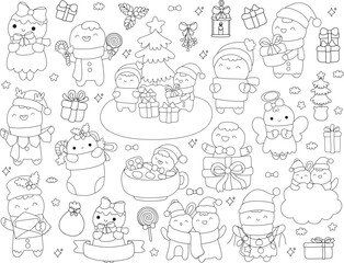hand drawn doodle set of gingerbread 