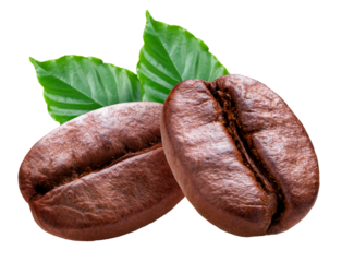 Roasted coffee beans isolated on white background PNG file.