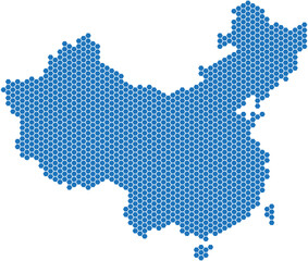 Obraz premium Blue square shape China map 