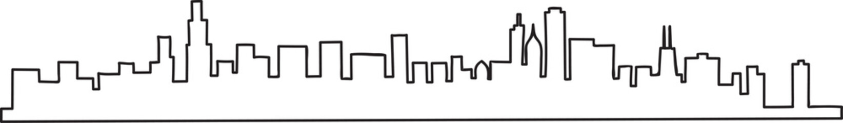 Free hand sketch of Chicago skyline. 