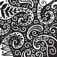  Hand drawn paisley pattern doodle style 