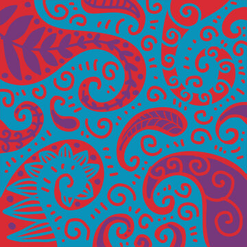  Hand drawn paisley pattern doodle style 