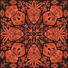Ethnic seamless pattern. Tribal style African mask.