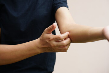 Woman raised her hand for dissuade, campaign stop violence against women..