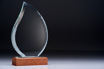 close up of glass or crystal trophy - obrazy, fototapety, plakaty