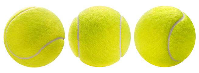 Tennis ball isolated on white background, Yellow Tennis ball sports equipment on white white PNG File. - obrazy, fototapety, plakaty