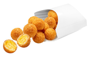 Crispy Cheese ball isolated on white background, Cheese ball or cheesy puffs on white PNG file.