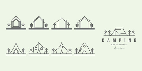 set home or camp line art minimalist design logo illustration