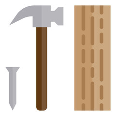 Wood tools flat style icon
