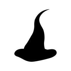 Black and white Halloween witch hat isolated on white background. witch hat vector.	