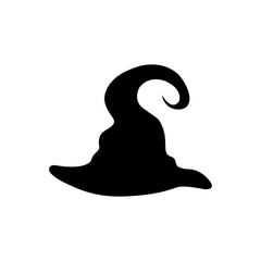 Hand-drawn sketch of a Halloween witch hat isolated on white background.	
