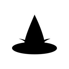 Fototapeta premium Hand-drawn illustration of a witch hat vector isolated on white background. Halloween witch hat vector. 
