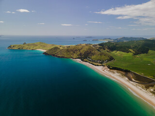 Opito Bay, Coromandel Peninsula in New Zealand seen from above