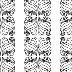 Abstract paisley seamless pattern, vertical rows of curls on a white background
