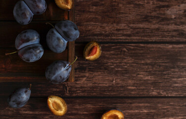 double original large plum on a wooden background