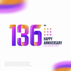 Number 136 logo icon design, 136 birthday logo number, anniversary 136