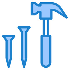 Hammer and nails blue style icon