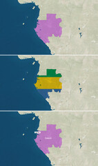 The map of Gabon with text, textless, and with flag