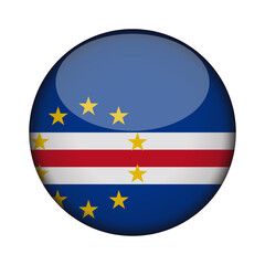 cape verde Flag in glossy round button of icon. National concept sign. Independence Day. isolated on transparent background.
