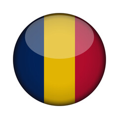 chad Flag in glossy round button of icon. National concept sign. Independence Day. isolated on transparent background.