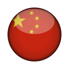 china Flag in glossy round button of icon. National concept sign. Independence Day. isolated on transparent background.