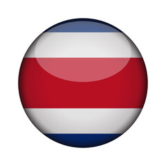 costa rica Flag in glossy round button of icon. National concept sign. Independence Day. isolated on transparent background.