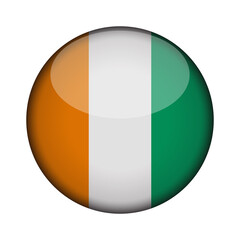 cote d ivoire Flag in glossy round button of icon. National concept sign. Independence Day. isolated on transparent background.