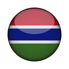 Fototapeta premium gambia Flag in glossy round button of icon. National concept sign. Independence Day. isolated on transparent background.