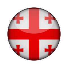 georgia Flag in glossy round button of icon. National concept sign. Independence Day. isolated on transparent background.