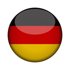 Obraz premium germany Flag in glossy round button of icon. National concept sign. Independence Day. isolated on transparent background.