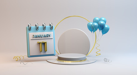 Celebration 11 January with balloon and podium background