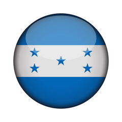 honduras Flag in glossy round button of icon. National concept sign. Independence Day. isolated on transparent background.