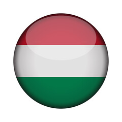 hungary Flag in glossy round button of icon. National concept sign. Independence Day. isolated on transparent background.
