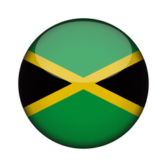 jamaica Flag in glossy round button of icon. National concept sign. Independence Day. isolated on transparent background.