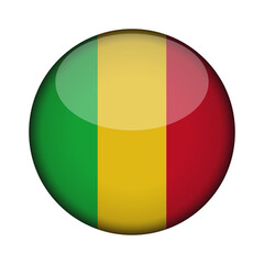 Fototapeta premium mali Flag in glossy round button of icon. National concept sign. Independence Day. isolated on transparent background.