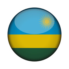 rwanda Flag in glossy round button of icon. National concept sign. Independence Day. isolated on transparent background.
