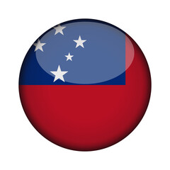 samoa Flag in glossy round button of icon. National concept sign. Independence Day. isolated on transparent background.