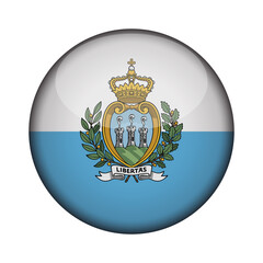 san marino Flag in glossy round button of icon. National concept sign. Independence Day. isolated on transparent background.