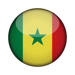 senegal Flag in glossy round button of icon. National concept sign. Independence Day. isolated on transparent background.