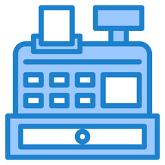 Cash register blue style icon