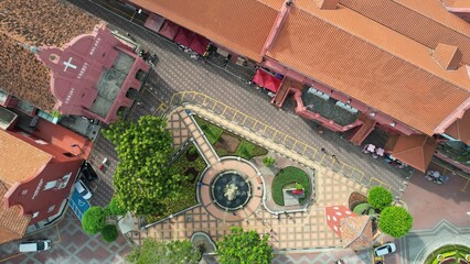 Malacca, Malaysia - October 16, 2022: Aerial View of the Malacca River Cruise