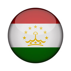 Obraz premium tajikistan Flag in glossy round button of icon. National concept sign. Independence Day. isolated on transparent background.