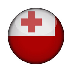 Fototapeta premium tonga Flag in glossy round button of icon. National concept sign. Independence Day. isolated on transparent background.