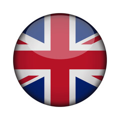 Obraz premium united kingdom Flag in glossy round button of icon. National concept sign. Independence Day. isolated on transparent background.